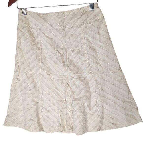 Ann Taylor Chevron Herringbone Off White A Line Mini Skirt 2P - Picture 2 of 8